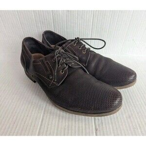 TJ Collection Men's Sz 43 Leather Derby Dress Shoes Brown Lace Up Ventilated